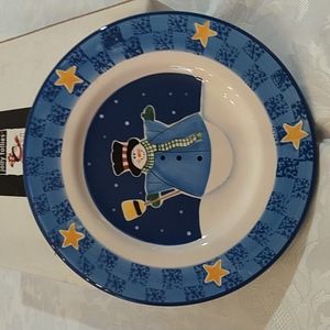 Sandi Gore Evans Holiday Snowman Ceramic Plate 8" Diameter